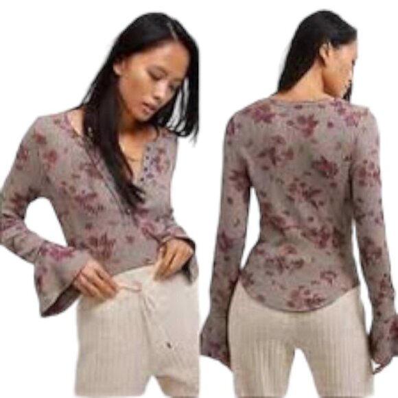 Free People Layer Me Henley Long Sleeve Shirt Large - Picture 1 of 5